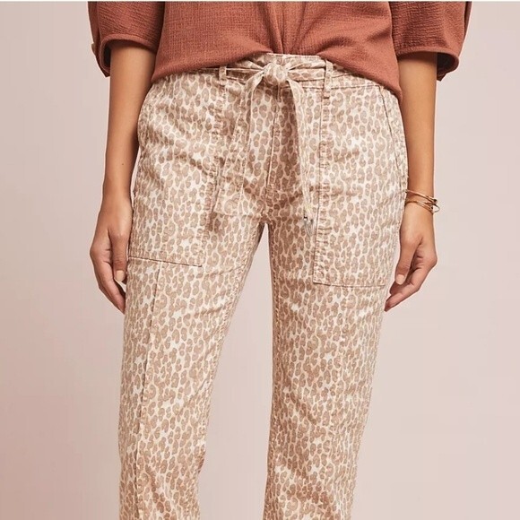 Anthropologie The Wanderer Leopard/Animal Print Utility Pants with Belt - Picture 2 of 12